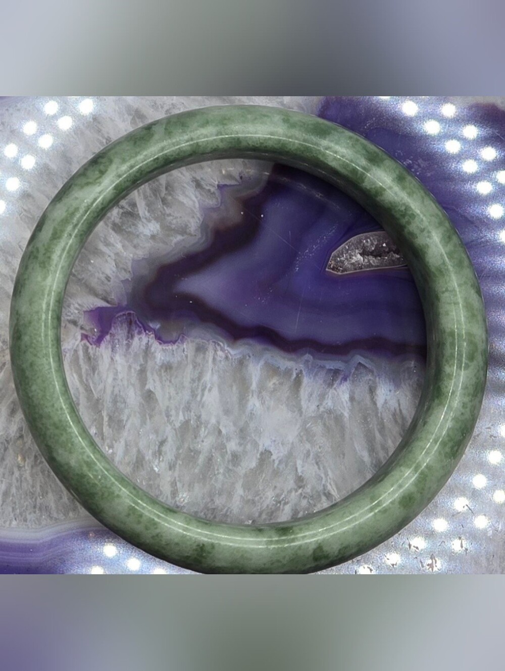 Green Jadeite Jade Bangle Bracelet Size 7¼ Width ½" Includes Box